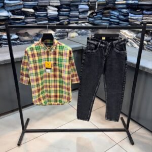 Checked Demin Shirt & Baggy Jeans Set